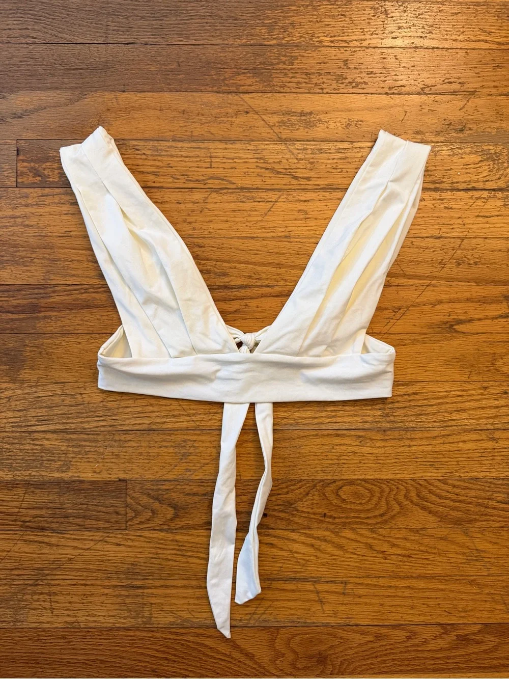 Monday Swimwear White Ivory V-Neck Tie Bikini Set